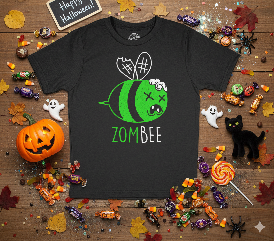 zombee youth t shirt design on halloween.